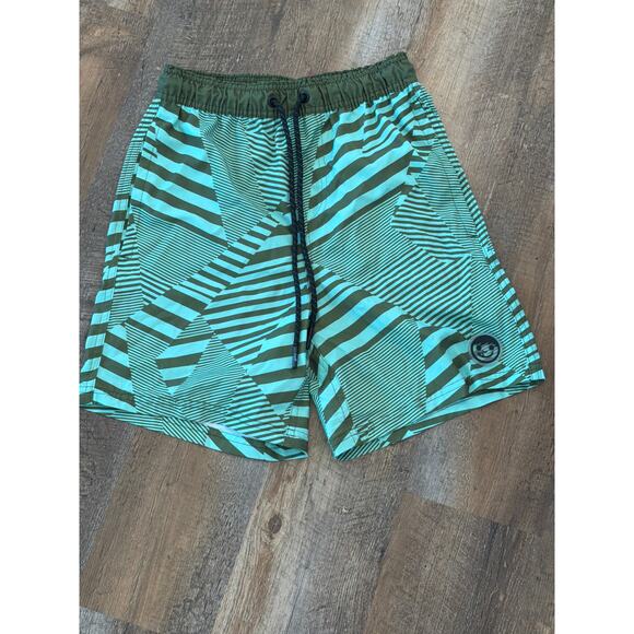 NEFF Olive Green Geo print boardshorts SM - Picture 2 of 9
